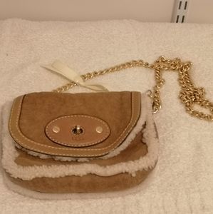 UGG suede sheepskin crossbody bag, with bow